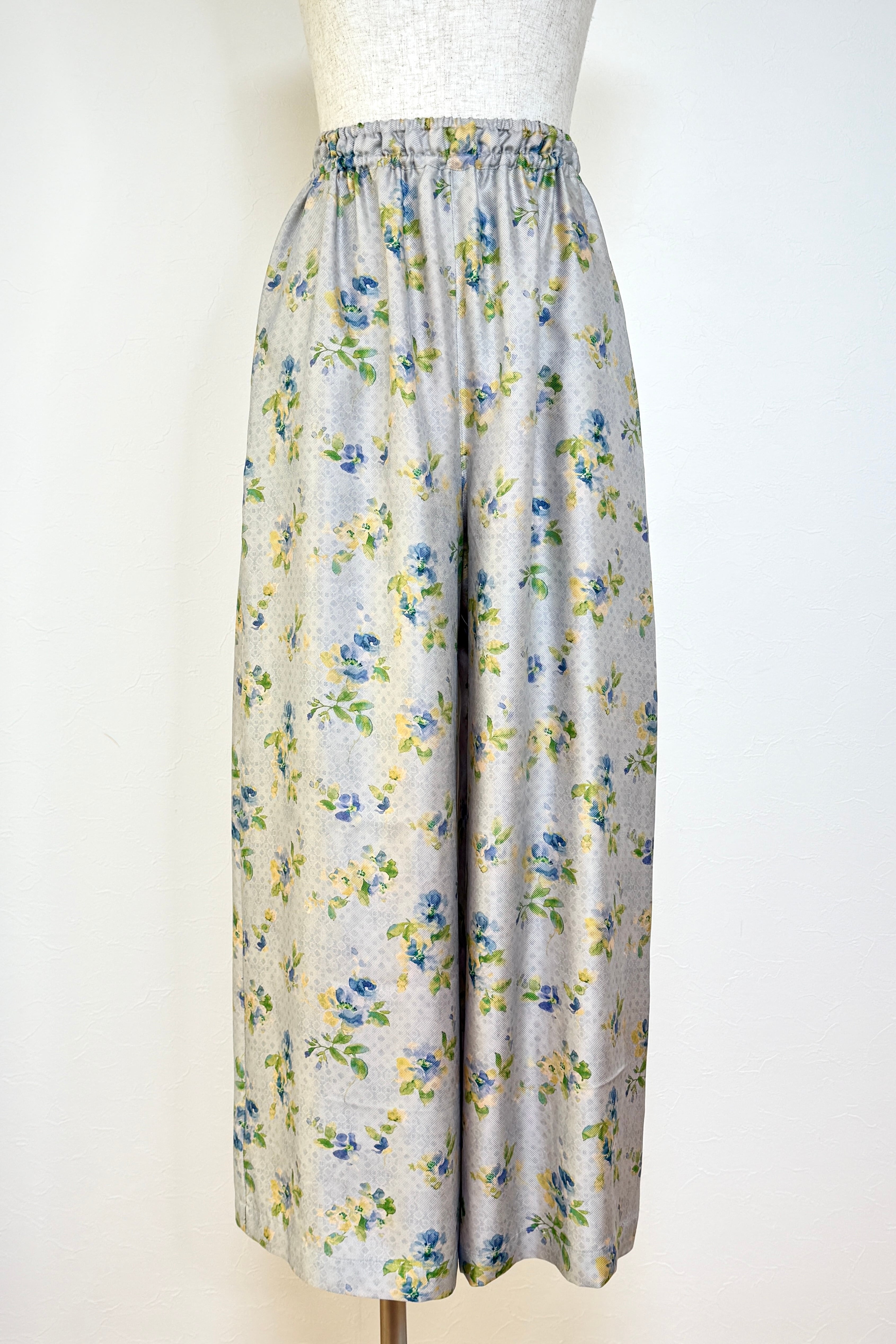 シルクツイルプリントパンツ light blue