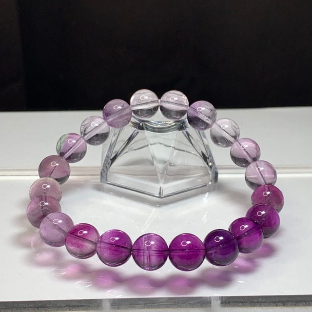 透明度有り♪パープルグラデーションフローライトブレスレット