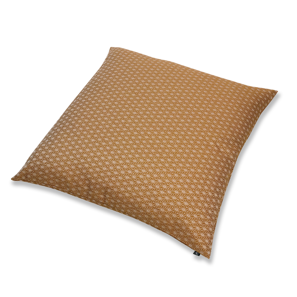 紬織り 座布団(カバーのみ)麻小紋 YT(金茶)50×50(クッション対応)