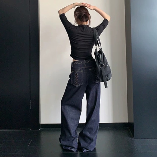 lace-up design denim　レースアップデザインデニム　J2147