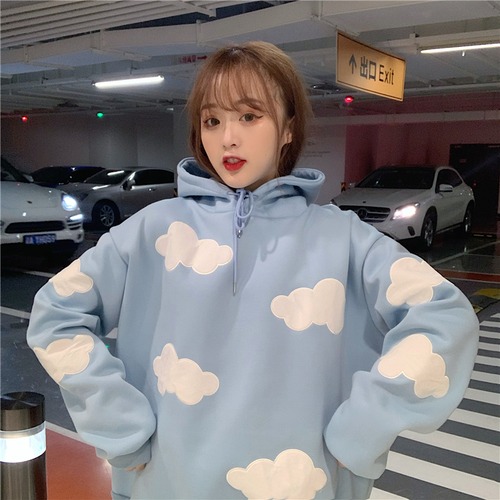 ✞クラウド雲ベルベットフーディー プルオーバー セーター ジャケット 大人女子☆ウィンター ホワイト 秋冬✞ゴスロリ SM ミリ 甘ロリ クラロリ 和ロリ エレガント 黒ロリ 姫ロリ 華ロリ BB-BB18374264807
