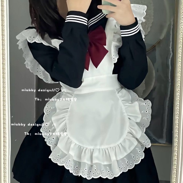 ゴスロリファッション 通販 With U ファッション フリルエプロン かわいい メイドエプロン JKロリータ セーラー服 ベビードール ゴシック ゴスロリ服 lolita