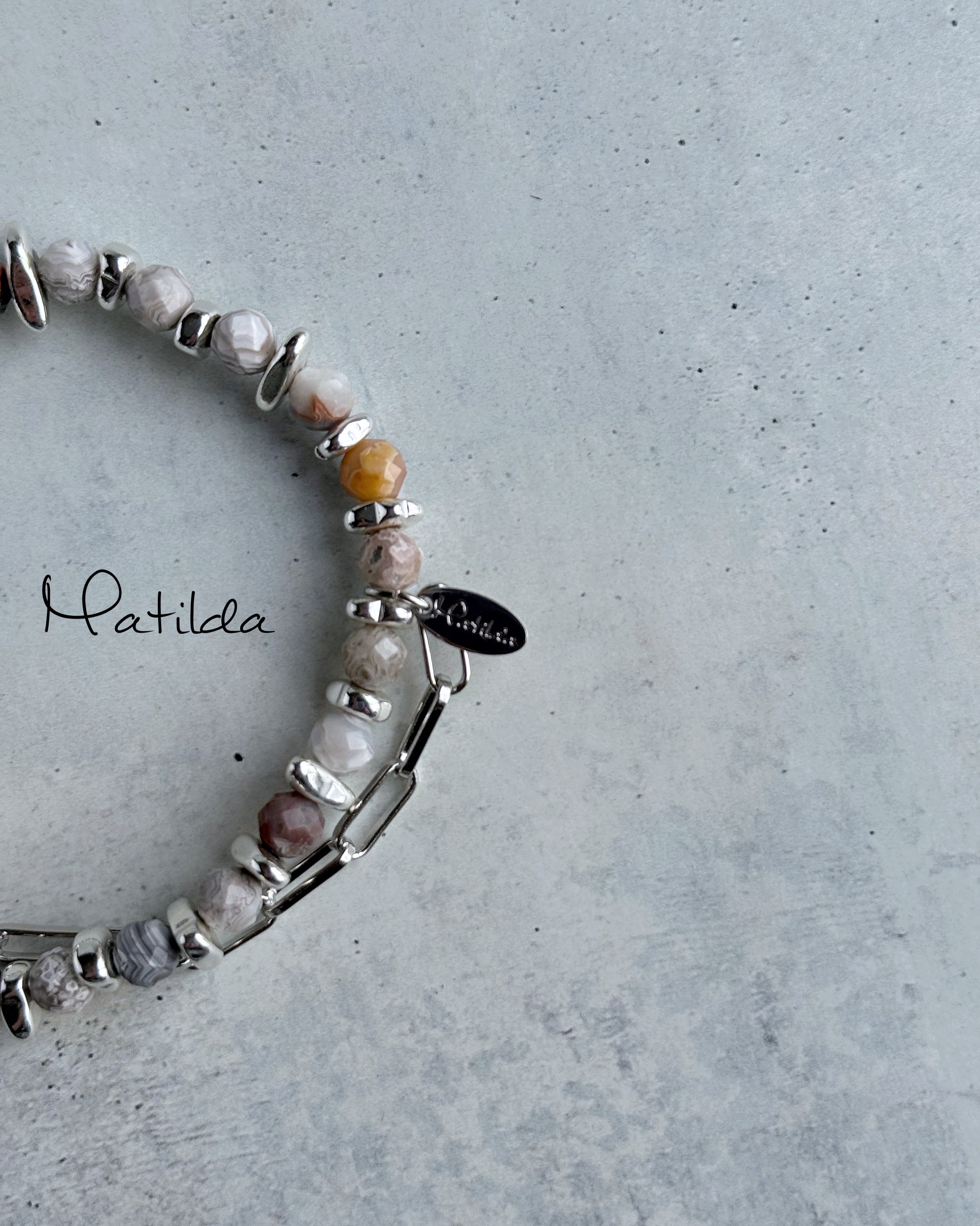 Chain & stone bracelet(ラグナレースアゲート)