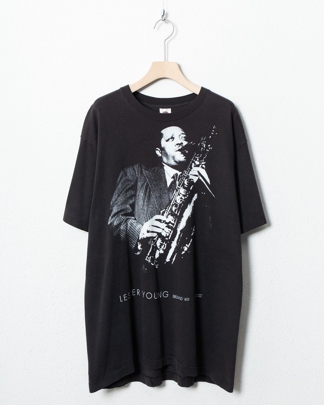 "Lester Young" jazz T-shirt photo by Herman Leonard / Made In USA / Single Stitch / SIZE:XL