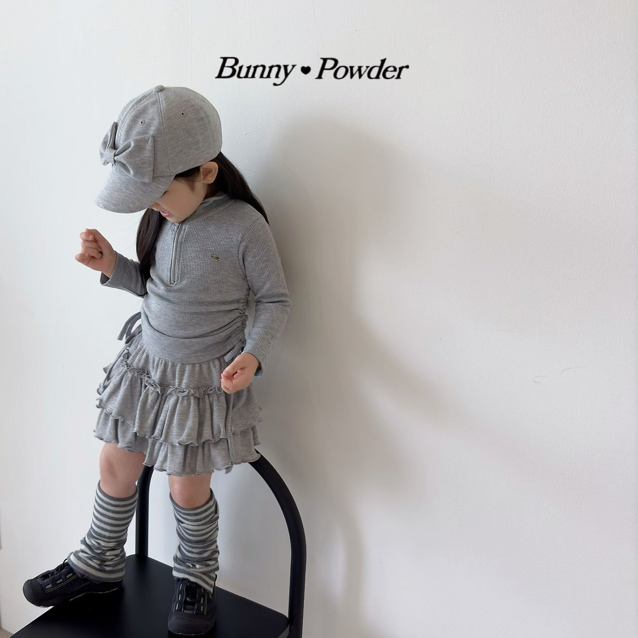 ivory S［即納］ any half zipup tee 26autumn/ bunny powder