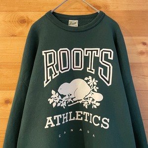 【ROOTS】カナダ製 ブランドロゴ オーバサイズ ゆるだぼ スウェット トレーナー XL USA古着