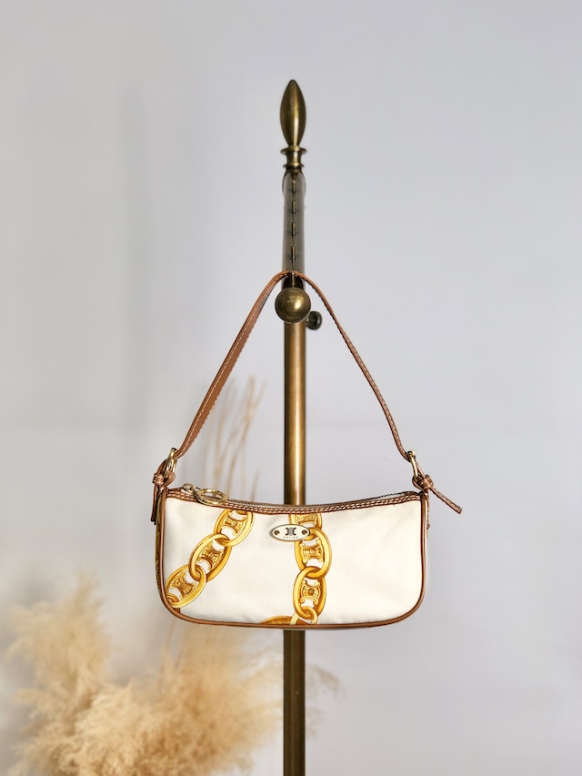 Christian Dior  ディオール  トロッター Diorモチーフ ジャガード レザー チェーン ショルダーバッグ ネイビー vintage ヴィンテージ オールド khnany