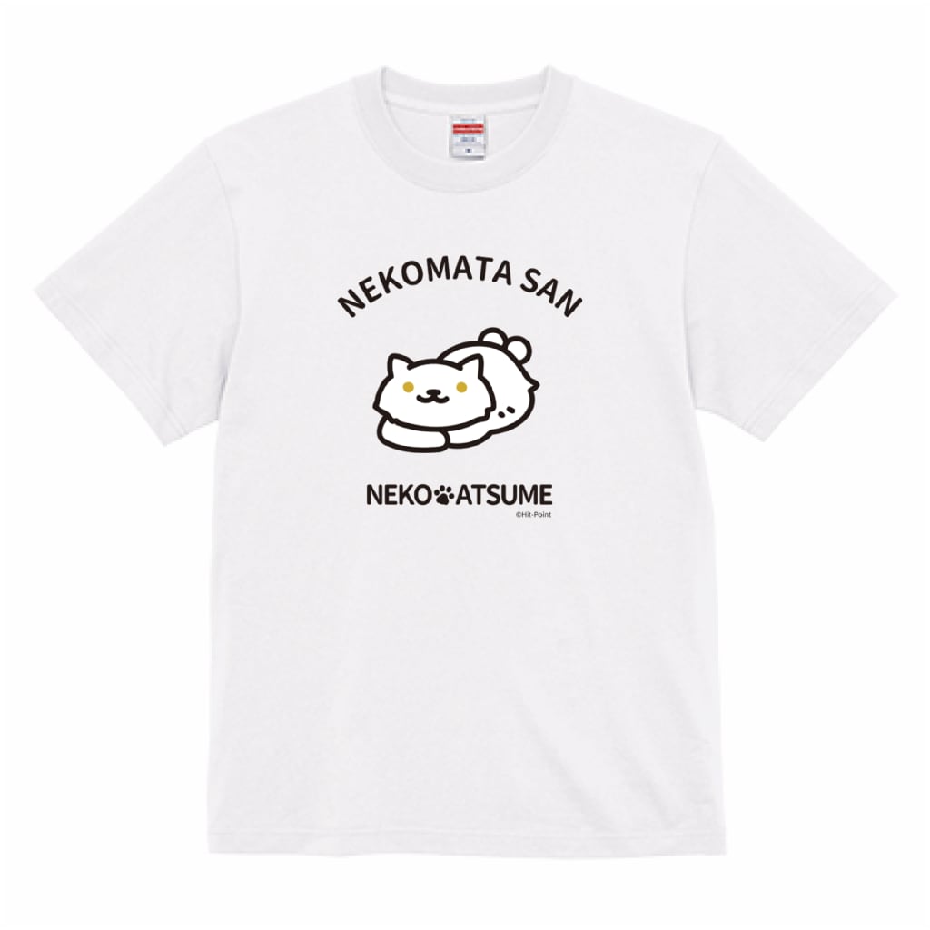【受注生産品】ねこあつめ ねこまたさん 推しねこTシャツ 大きいサイズ 前プリント(ホワイト)