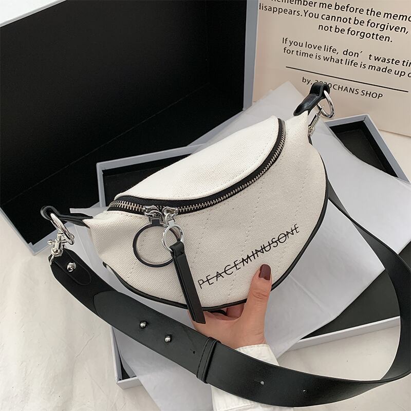 小さなバッグ女性バッグ2020ニューウェーブインワイルドキャンバスブロードバンドクロスボディバッグ夏のファッション胸バッグウエストバッグ Tiancai_Wing_Bag5489429