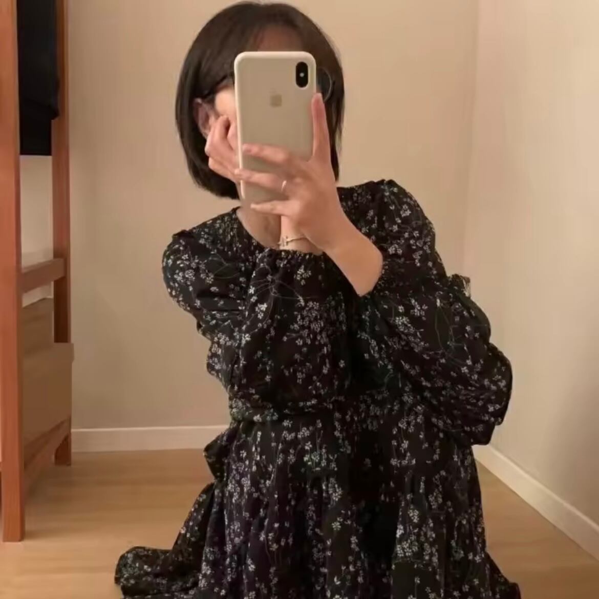 flower tiered mini dress