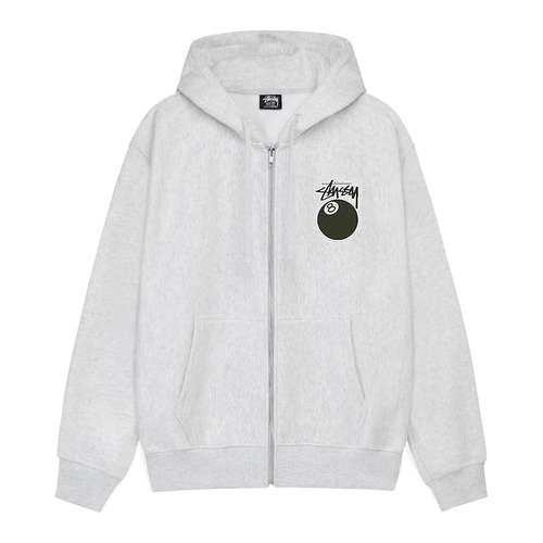 ステューシー ジップアップ スウェットパーカー 即納 STUSSY 8 BALL ZIP HOODIE GREY [並行輸入]