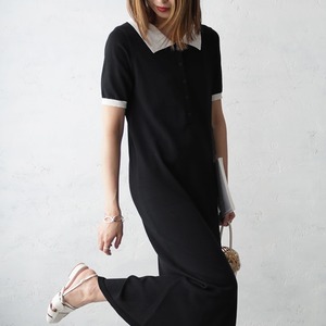 （Y19）ポロカラーニットワンピース