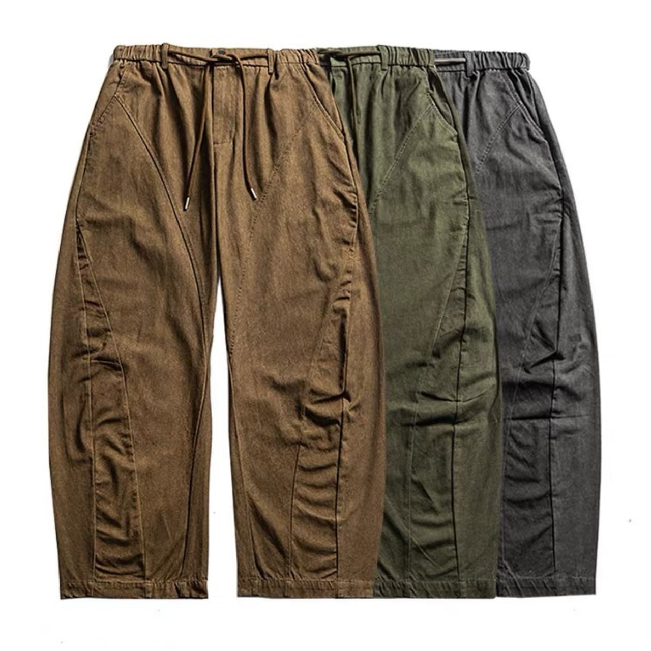 Drawstring wide cropped pants 3colors 00310