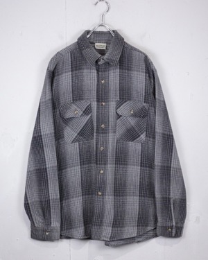 【Caka act2】90’s “FIVE BROTHER” Monotone Check Vintage Heavy Flannel Shirt