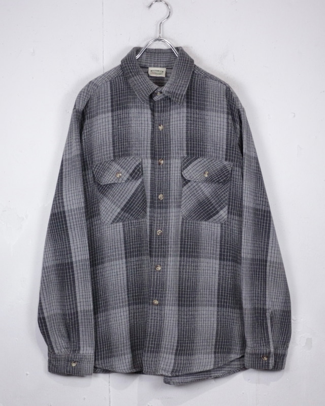 【Caka act2】90’s “FIVE BROTHER” Monotone Check Vintage Heavy Flannel Shirt