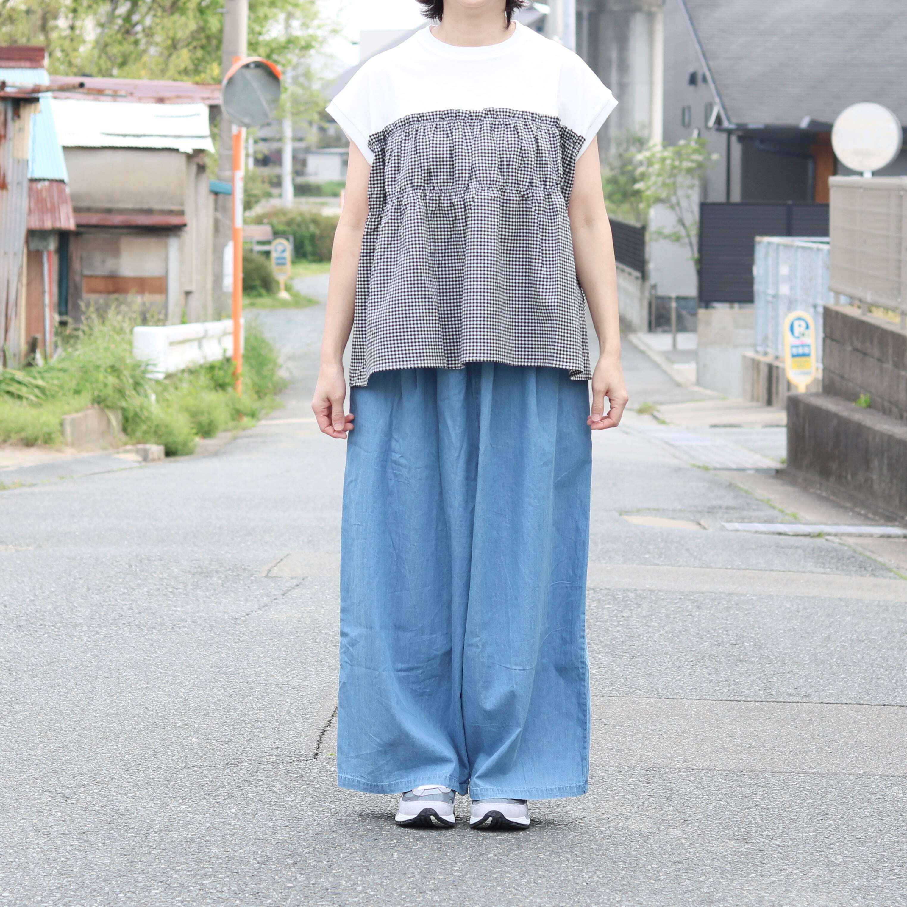 デニム タック ワイドパンツ | Zakka so-la