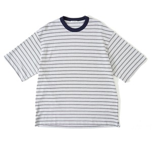 UNIVERSAL PRODUCTS. MULTI BORDER S/S T-SHIRT[NAVY]