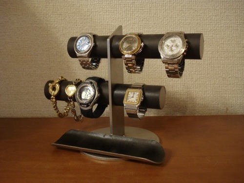 腕時計スタンド　腕時計スタンド おしゃれ　腕時計スタンド 高級　腕時計 飾る　ブラック6本掛け腕時計スタンド ロングトレイタイプ　No.140903