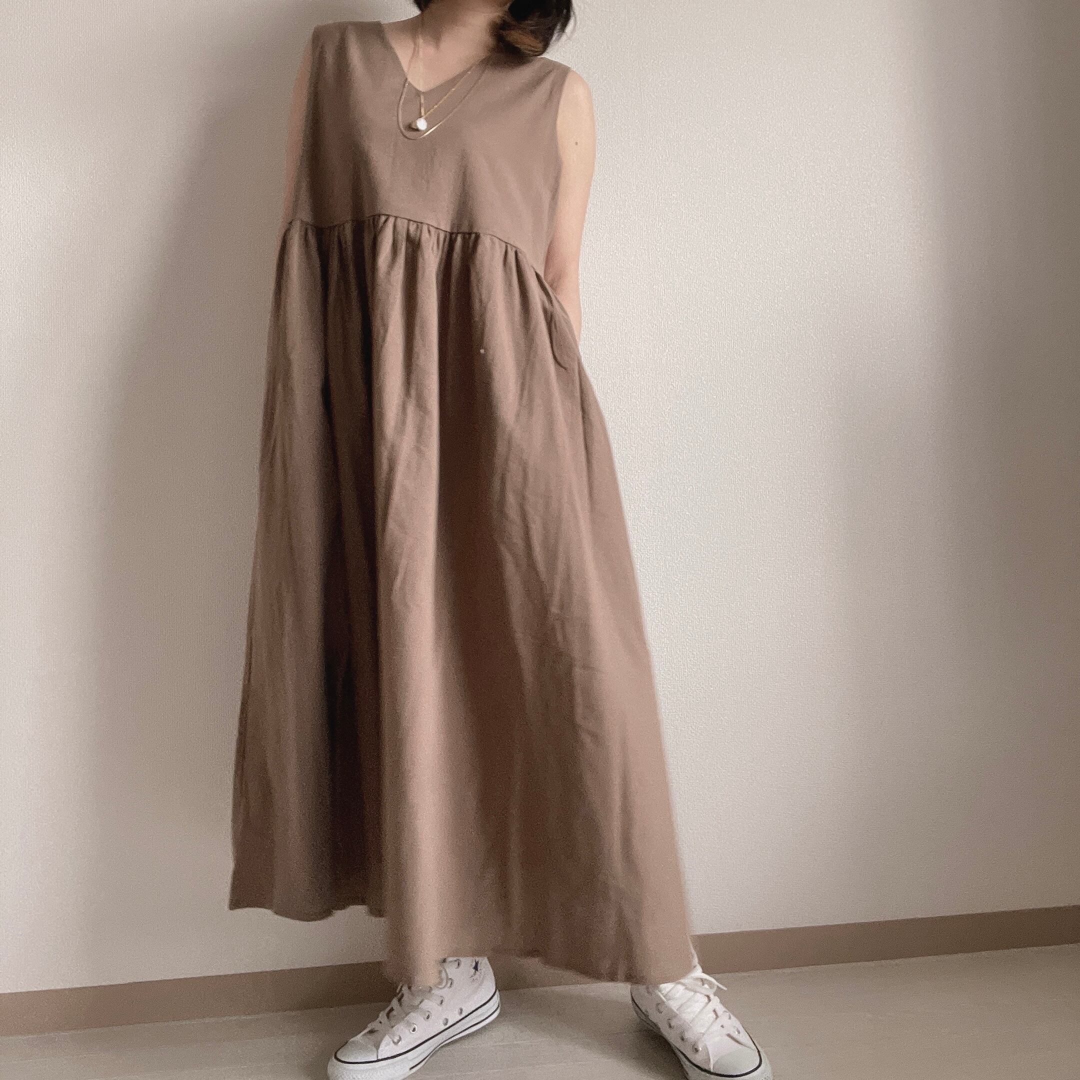 コットンリネン Vワンピース Closet Bar