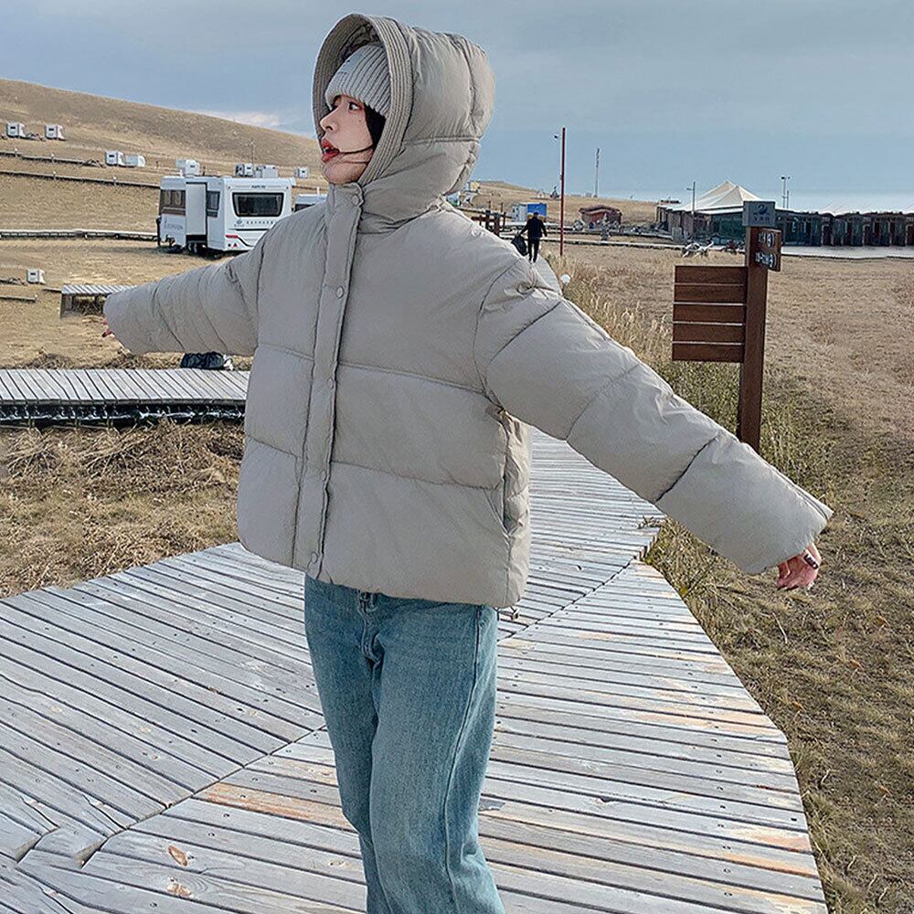 ダウン ジャケット レディース フード付き 中綿 ショート丈 ブルゾン 秋冬 韓国 おしゃれ 大人 かわいい カジュアル 防寒 保温 防風 通勤 通学 大人可愛い 大人女子