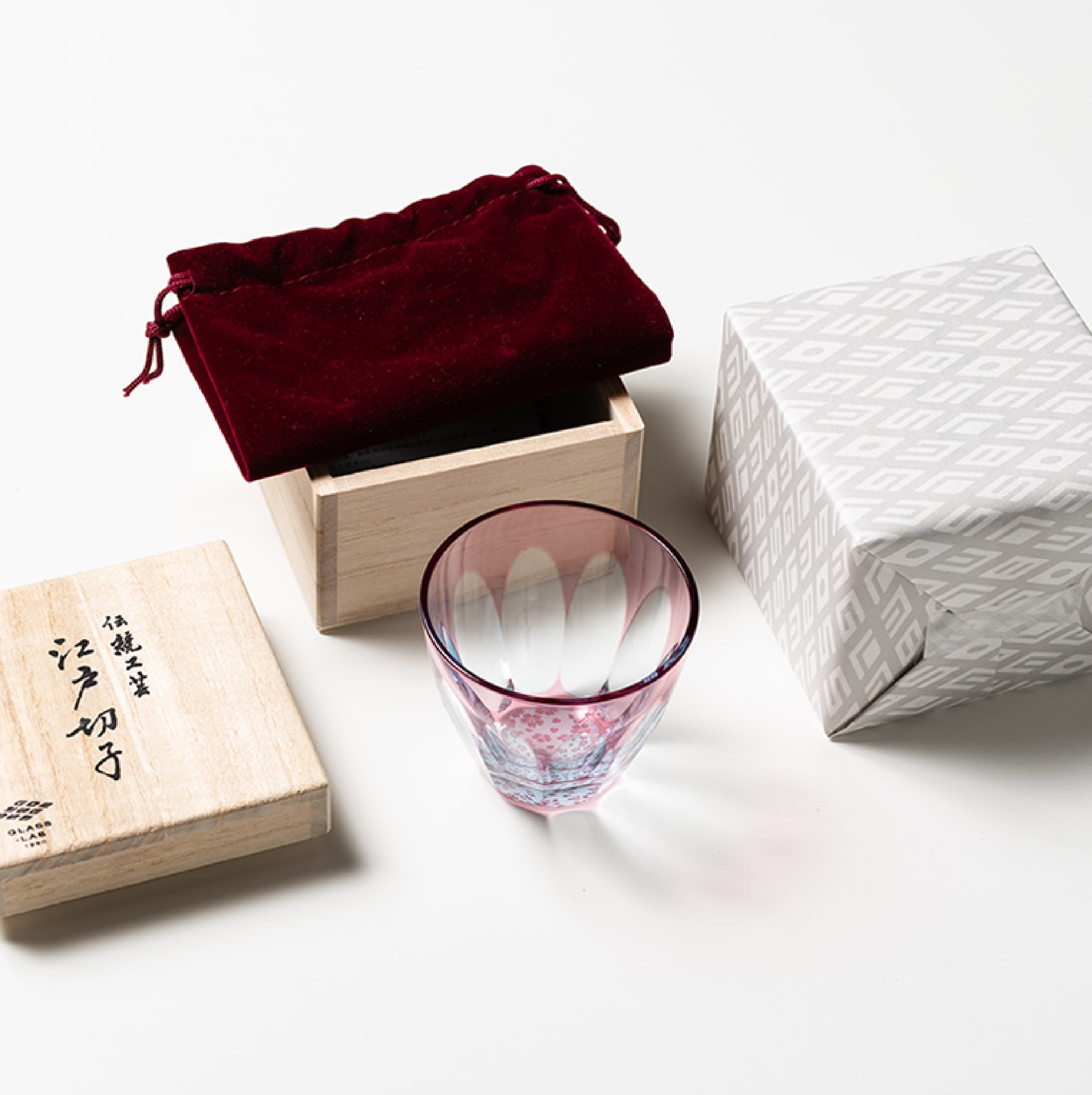 金魚（金赤×ライトブルー）大サイズ | 椎名切子（GLASS-LAB) 江戸切子