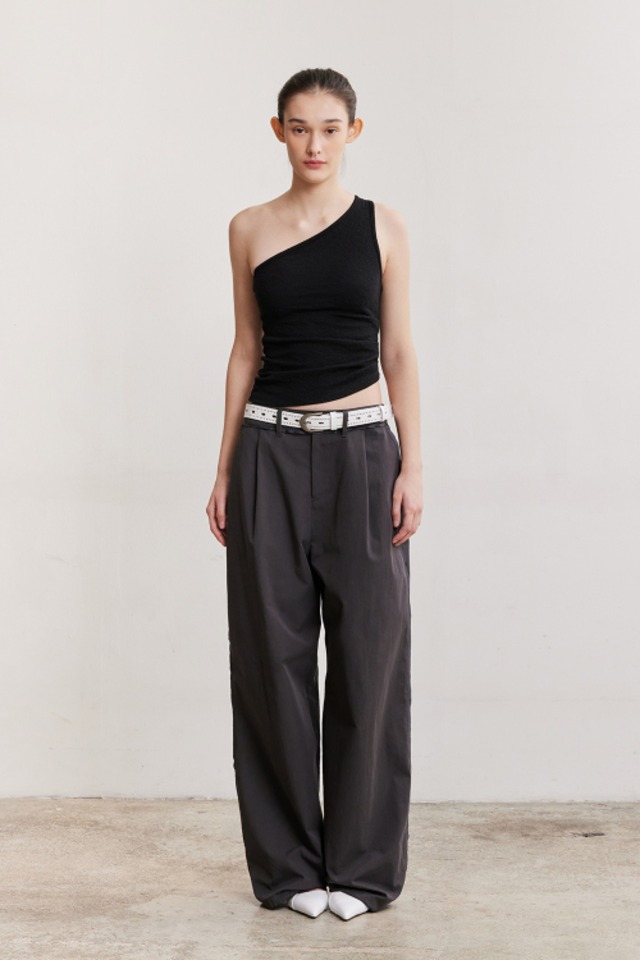 [AFTERHOURS] COTTON RAW CUT WIDE PANTS (CHARCOAL)