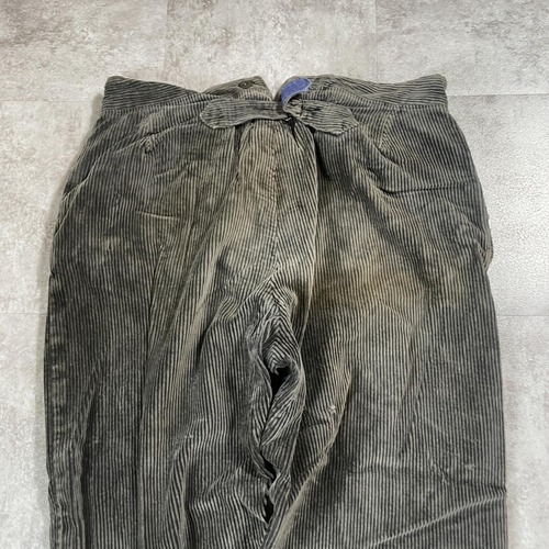 30-40s フレンチワーク 太畝コーデュロイ 墨黒 パンツ W35 詳細写真12