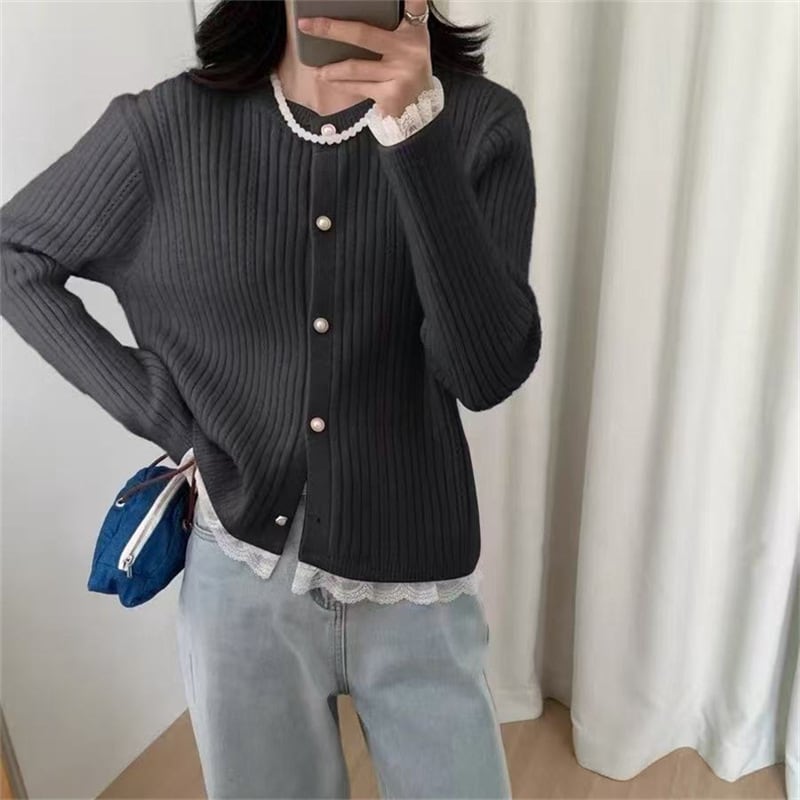 【outer】レースドッキングカーディガン Q6487