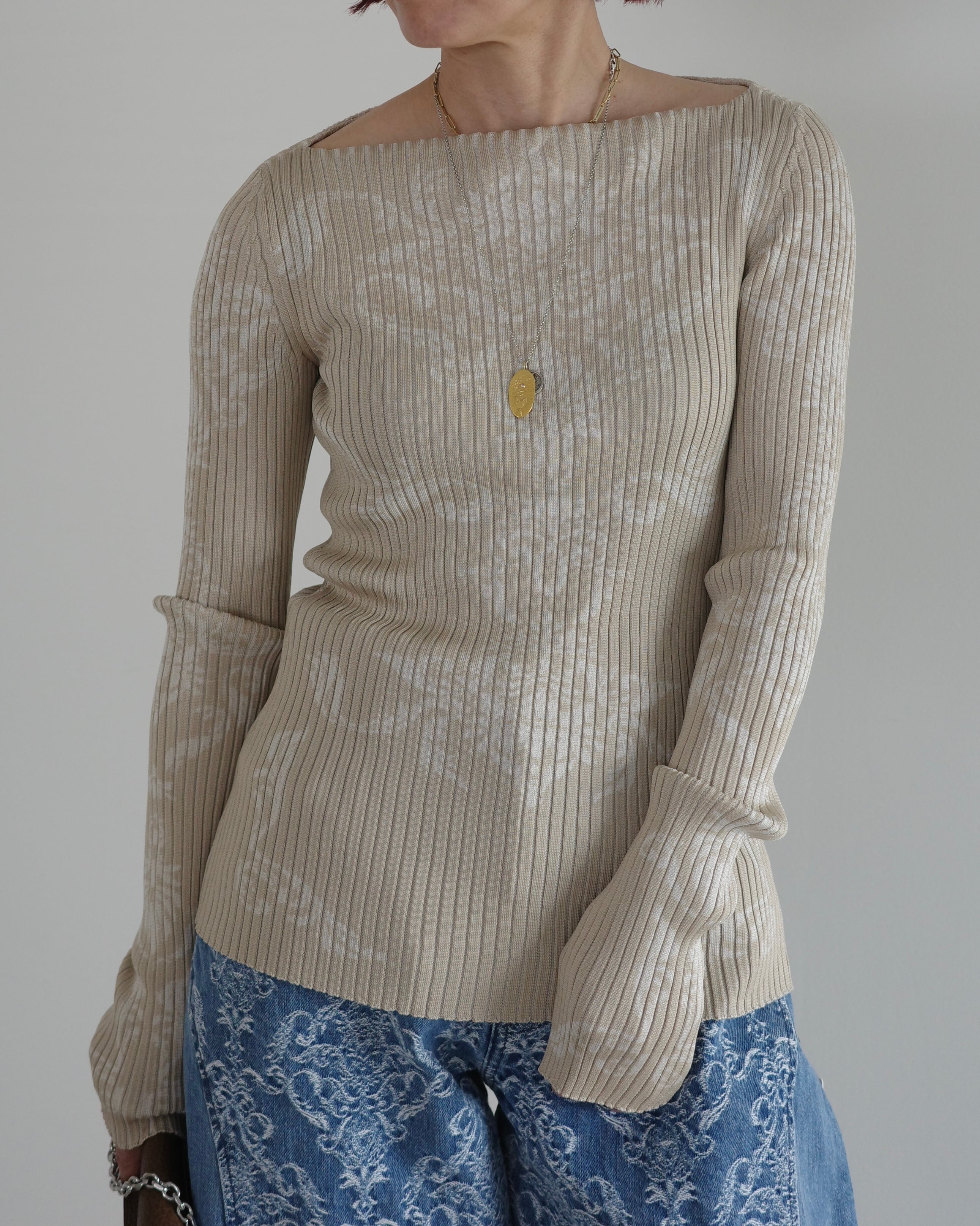 FETICO / DAMASK PATTERN RIB KNIT TOP | LA VILLA ROUGE