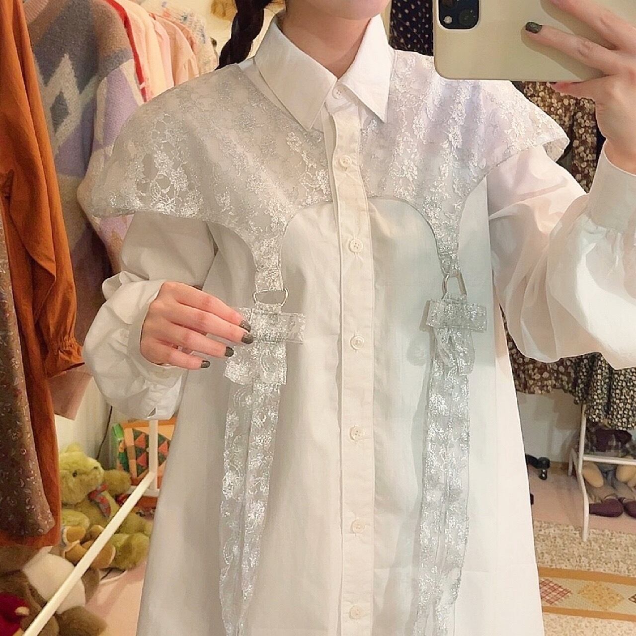 original : spark ribbon shirt mini one-piece