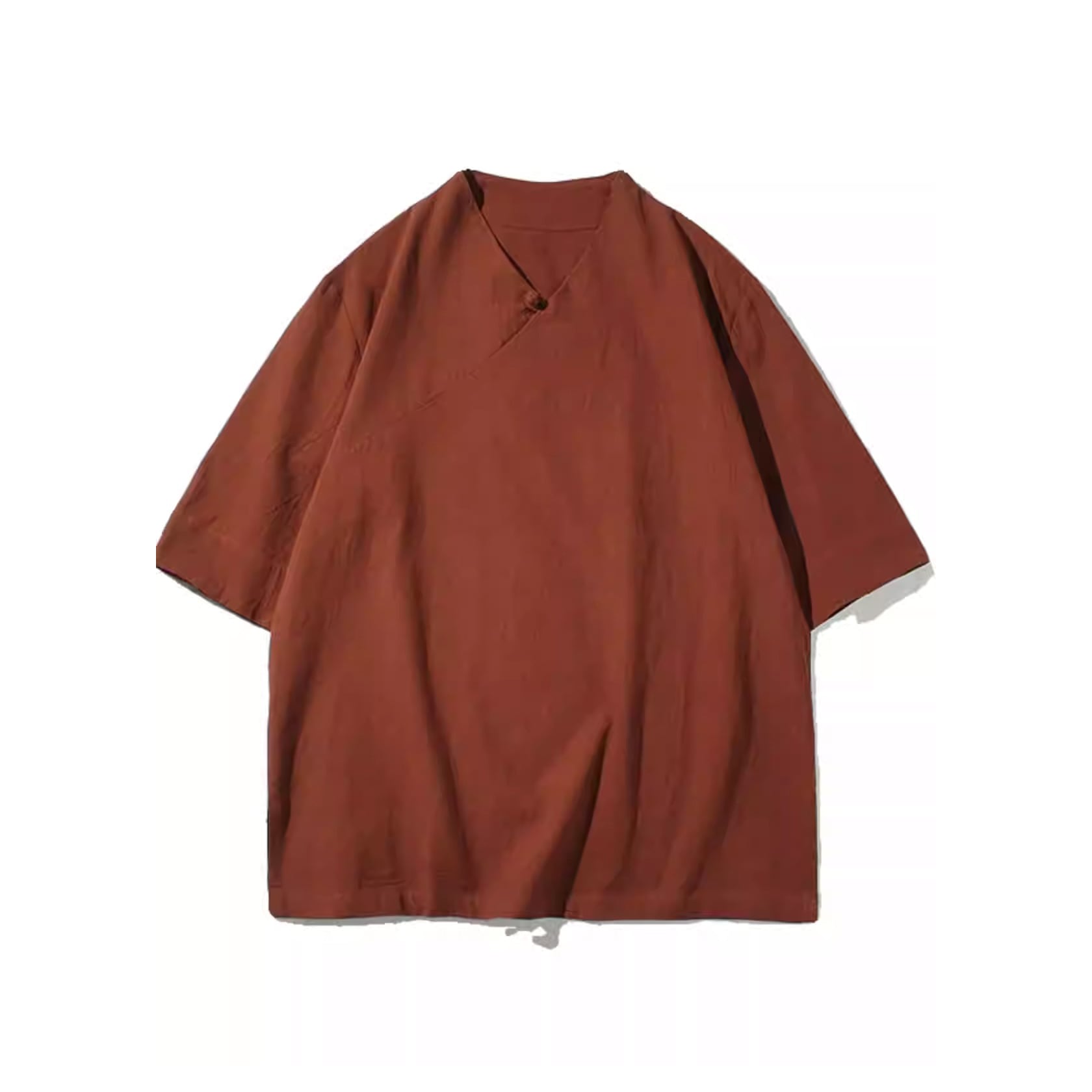 バンドカラー 七分袖 アシンメトリー オーバーサイズブラウス 2color MTO0290