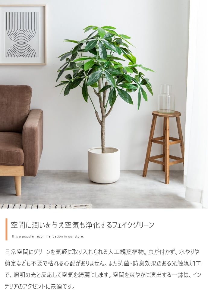観葉植物 パキラ フェイクグリーン 光触媒人工観葉植物 高さ120cm | FIGARO