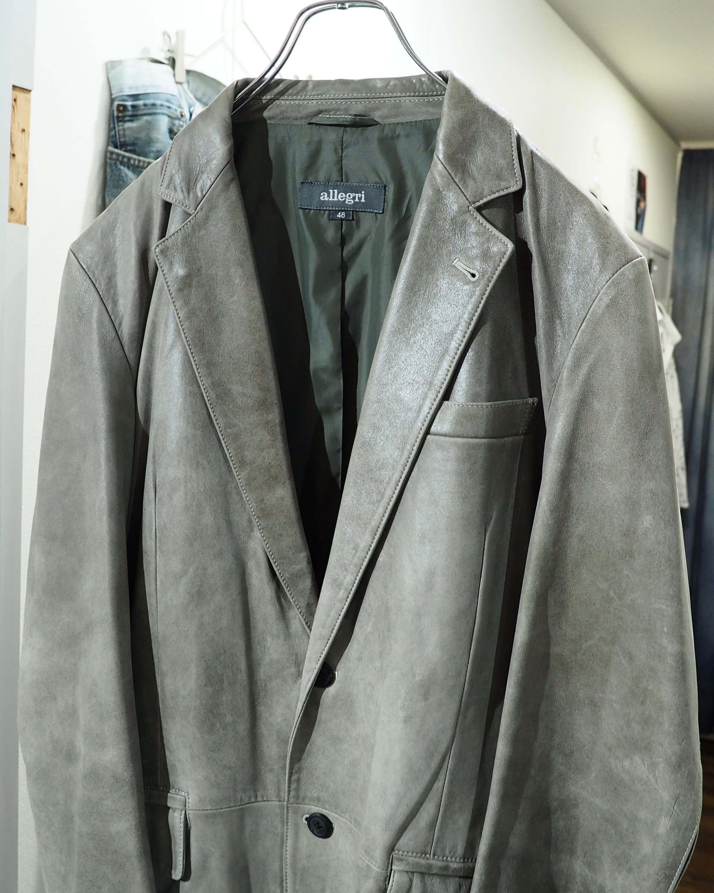 " Allegri " Beautiful Decadent Greige Color Vintage Sheep Leather Tailored Jacket