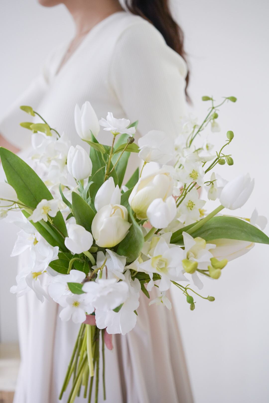 〈OUTLET / 完成品販売ブーケ〉 Tulip white artificial flower bouquet