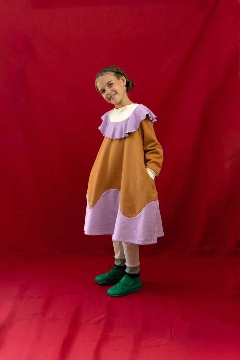 【24AW】ZOZIO(ゾジオ)Azma one-piece camel×lavender(S/M/L)ワンピース