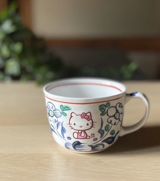 日本製 窯元直送 サンリオ「ハローキティ」×麦山窯 カフェオレボウル