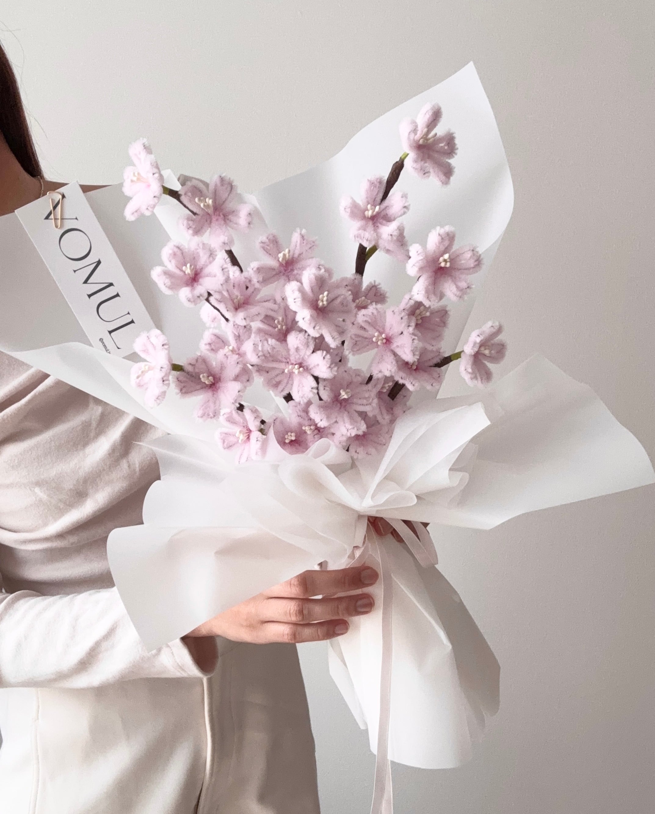 k-pink smile flower bouquet【モールフラワー4本+スマイルフラワー1本