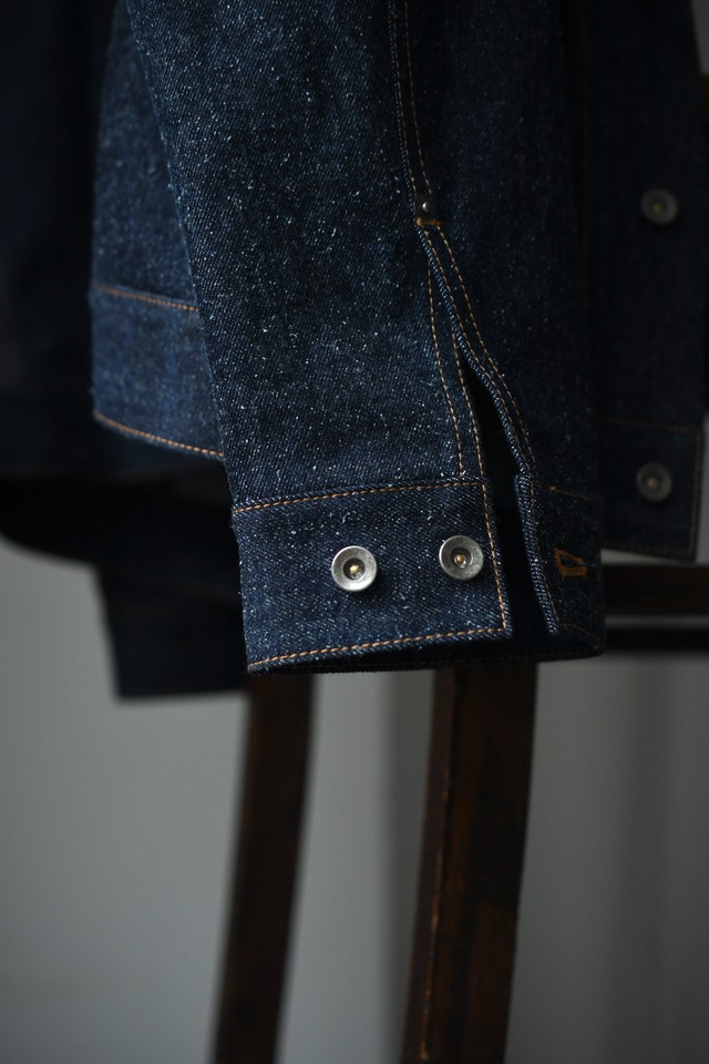 Cale / Cotton Silk Denim Jacket (Blue)
