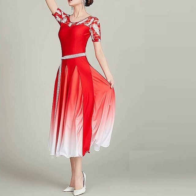 グラデーション カラーデザイン レーススリーブドレス ds00662