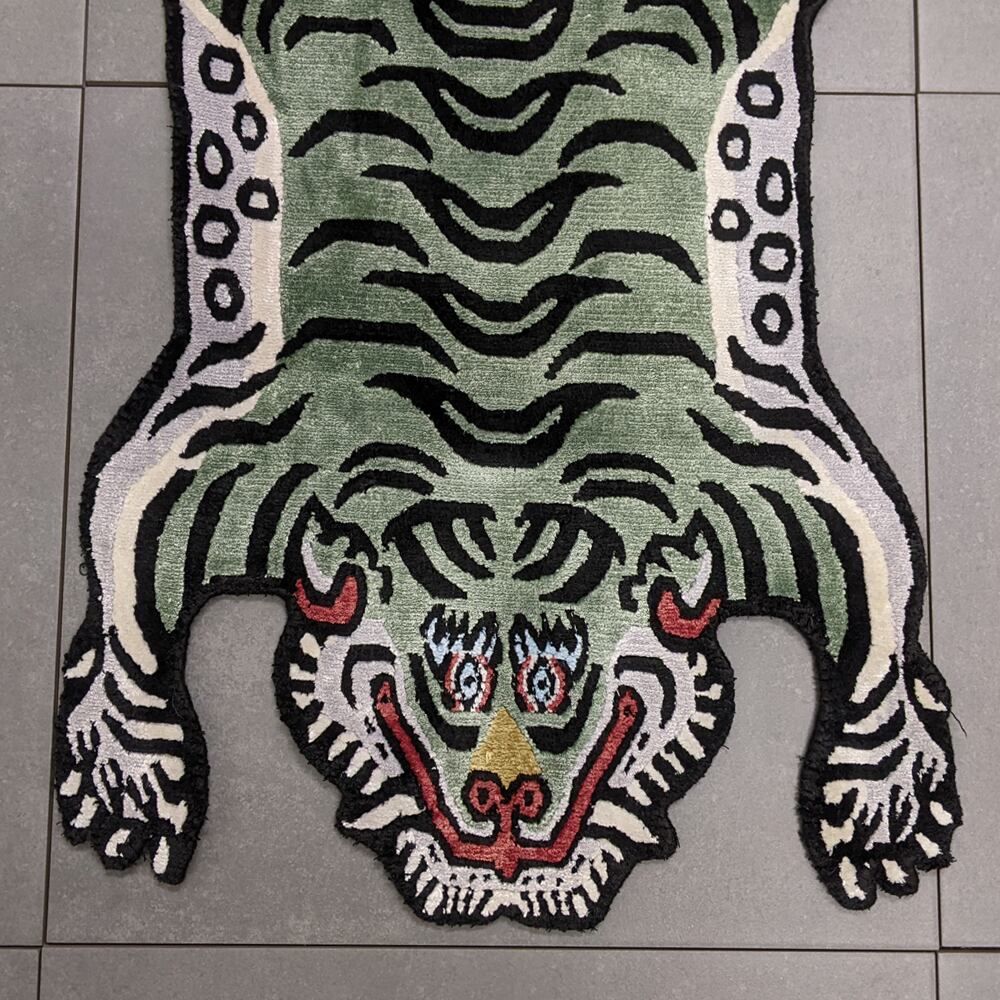 Tibetan Tiger Rug (XSサイズ シルク フォレストグリーン 054