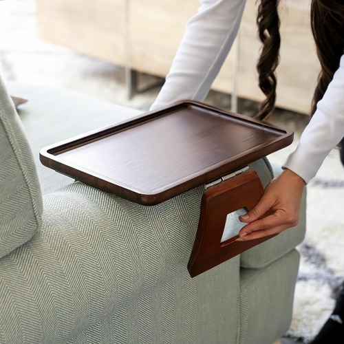 木製のソファアームテーブル ソファ用テーブル 小さなスペース用 サイドテーブル