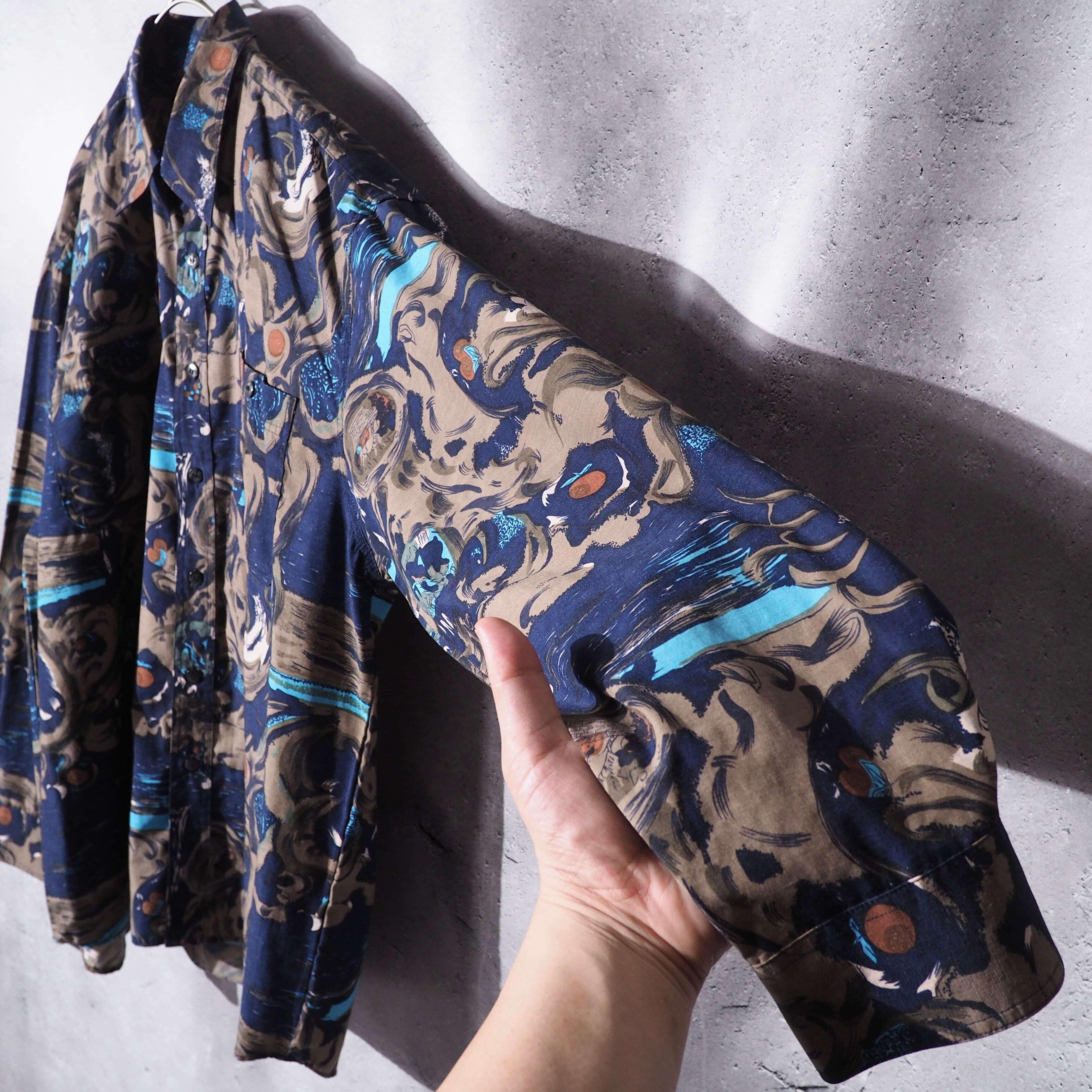 1980s Beautiful Modern Art All over Vintage loose shirt
