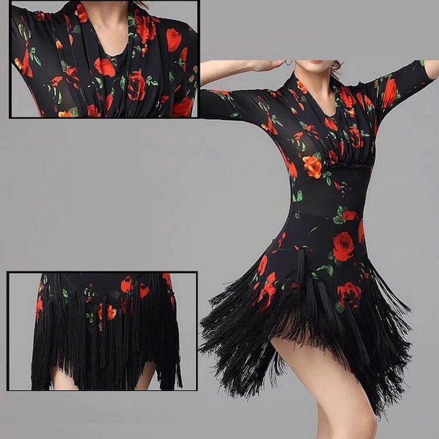 フリンジデザイン Vネック ラテンドレス ds0537