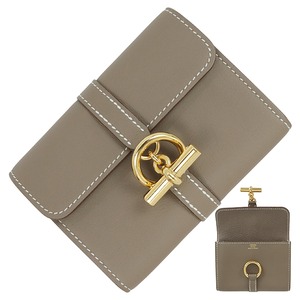 Unused HERMES エルメス 財布 グレナン コンパクトウォレット H086439CC18 K刻印 ヴォースイフト エトゥープ グレージュ 二つ折り財布 ミニウォレット 未使用品