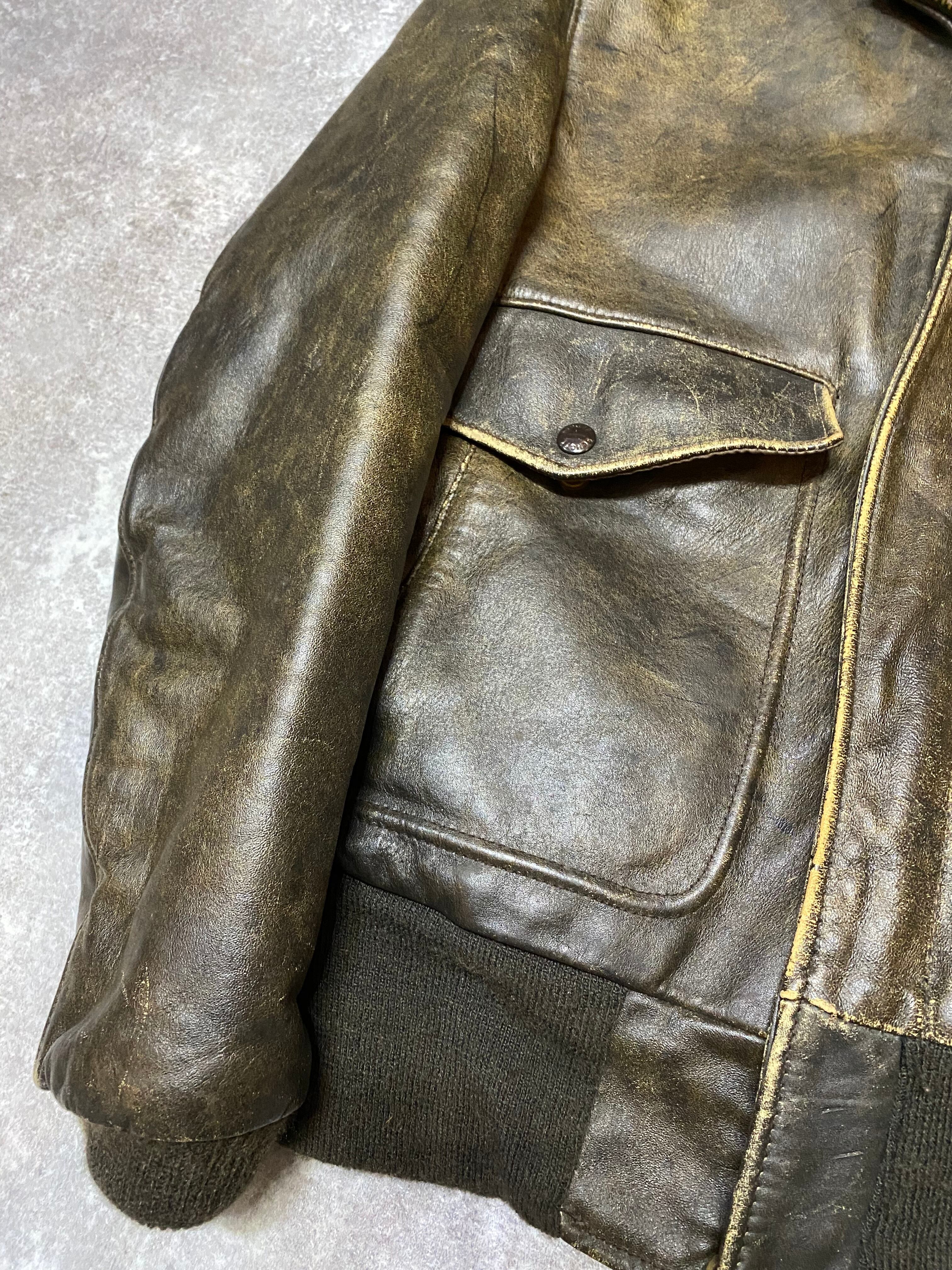 80-90s SCHOTT I-S-674-M-S A-2TYPE レザーフライトジャケット 表記