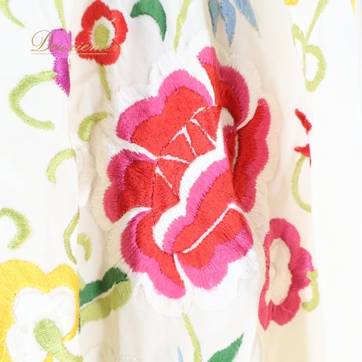 フラメンコ 衣装 マントン シージョ アイボリー クリーム 刺繍 フレコ