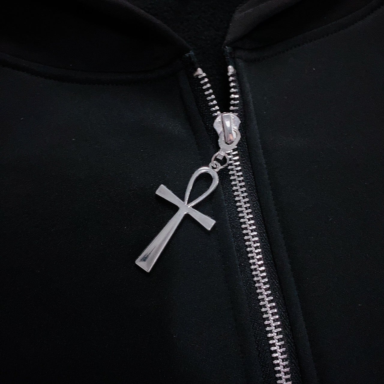 着物風stretch Zip Parka 黒彼岸花 裏地防寒フリース Nier