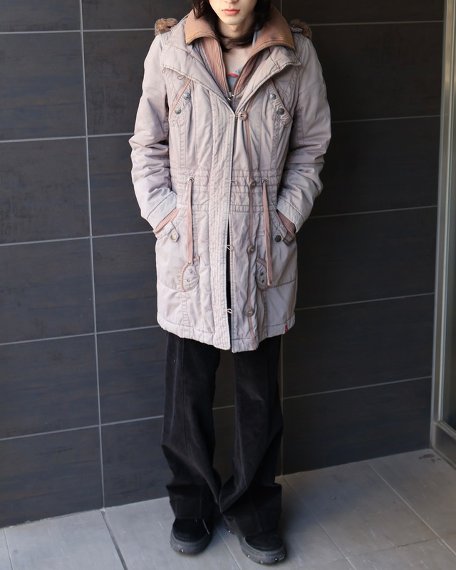 layered far hood coat