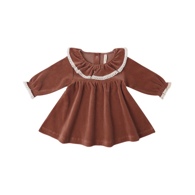 Quincy Mae(クインシーメイ) / 25aw VELOUR BABY DRESS / CRANBERRY / 12-18M・18-24M・2-3Y