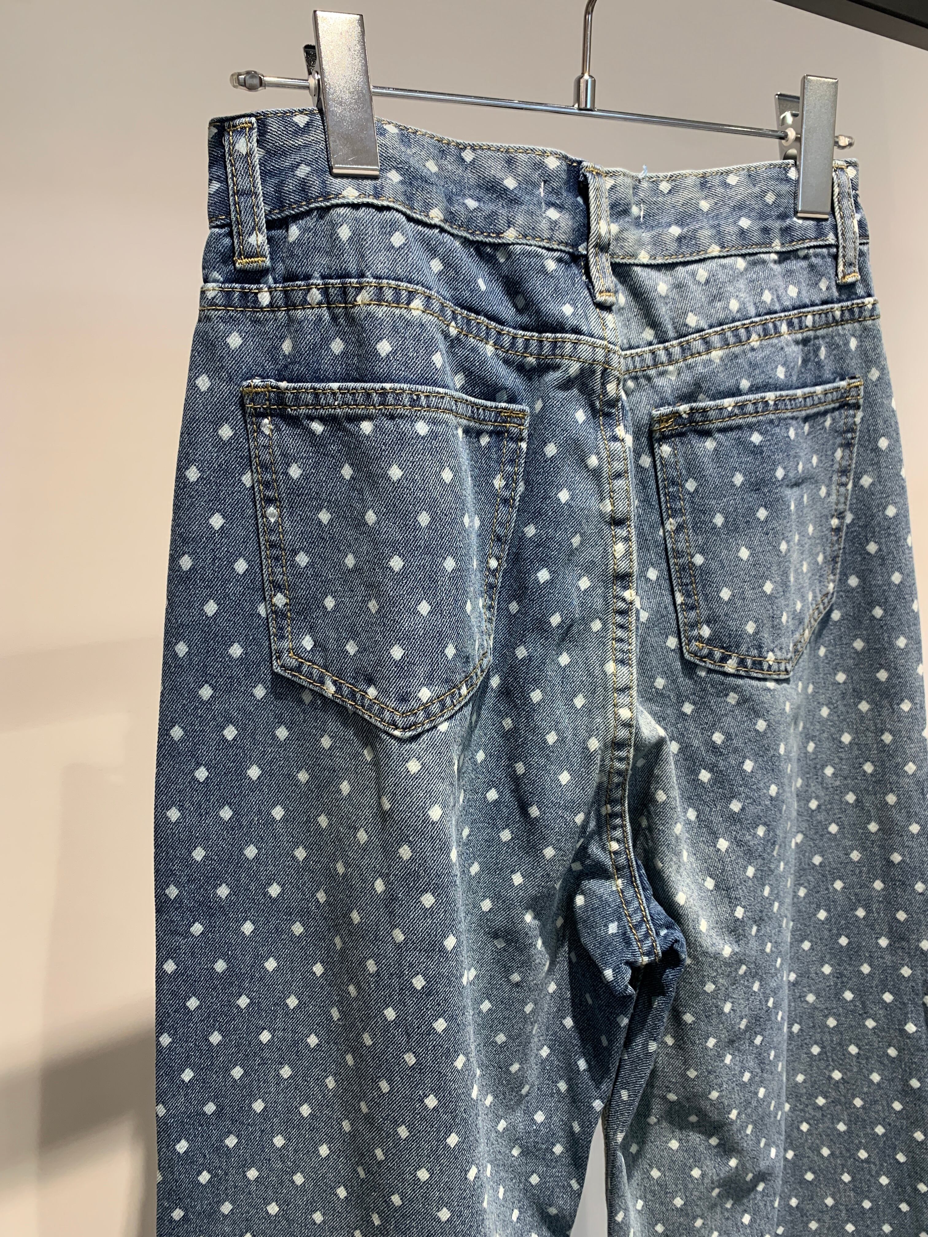 petit diamond pattern wide denim